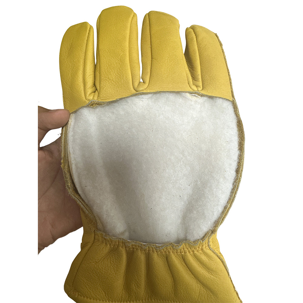 Cowhide Leather Work Gloves With Warm Lining