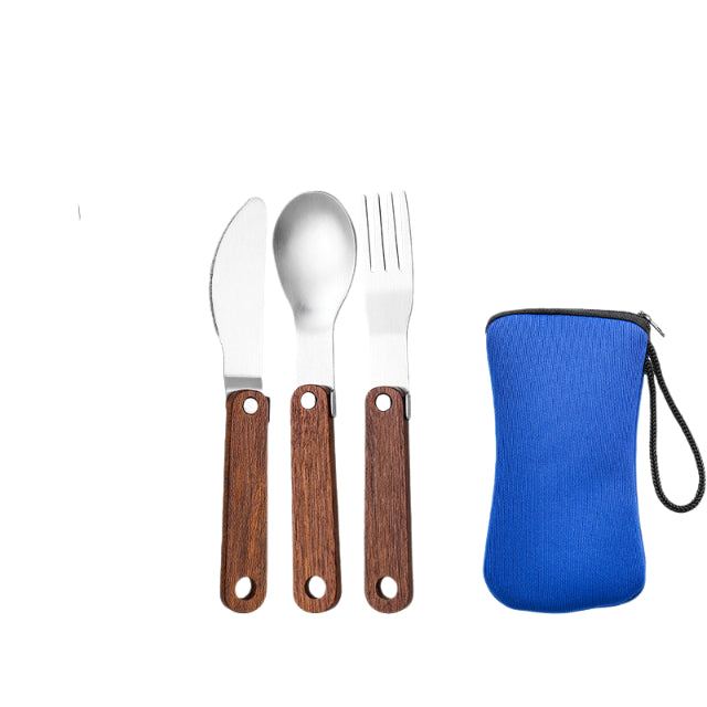 Portable Wooden Handle Stainless Steel Cutlery