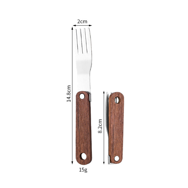 Portable Wooden Handle Stainless Steel Cutlery