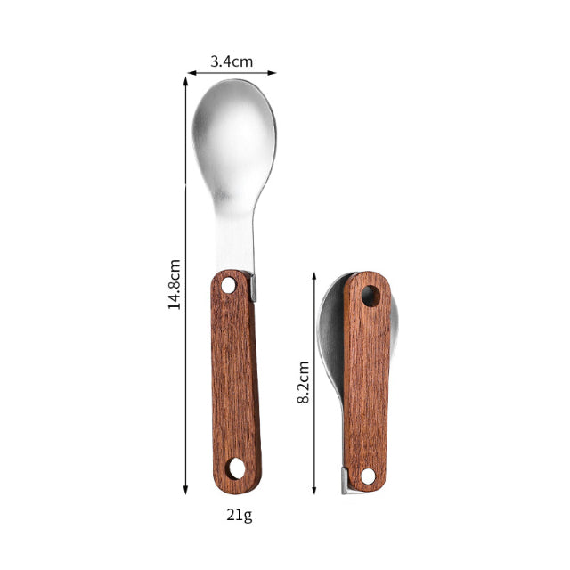 Portable Wooden Handle Stainless Steel Cutlery