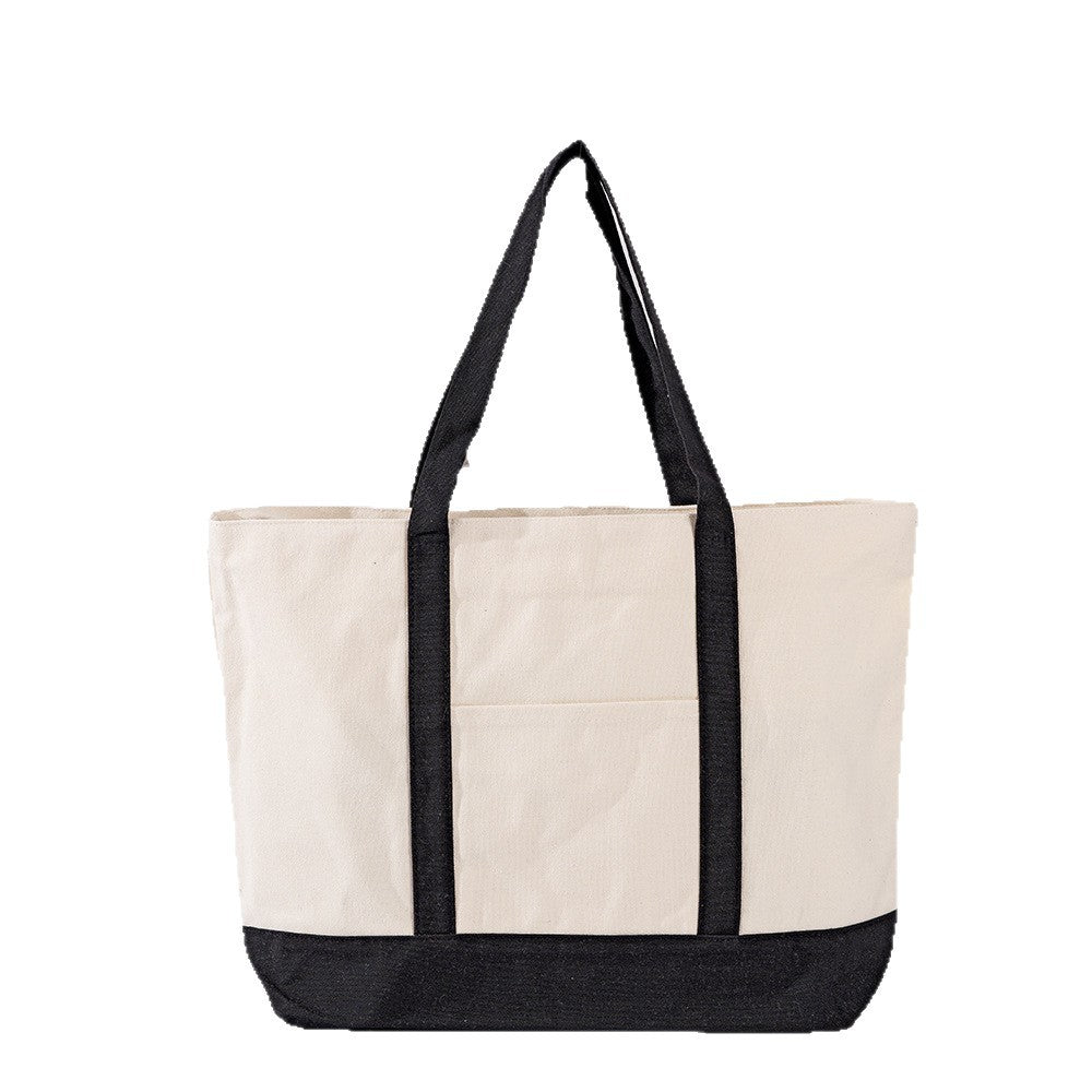 Zippered Canvas Tote Bag