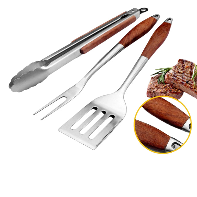 Wood Bbq Grilling Tools Set