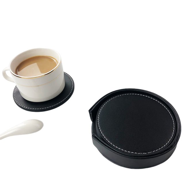 5pcs Pu Leather Coasters With Holder - Delite Promotional Products