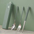 Portable Travel Flatware Set - 3-piece Stainless Steel Spoon, Fork & Chopsticks With Slide-out Case