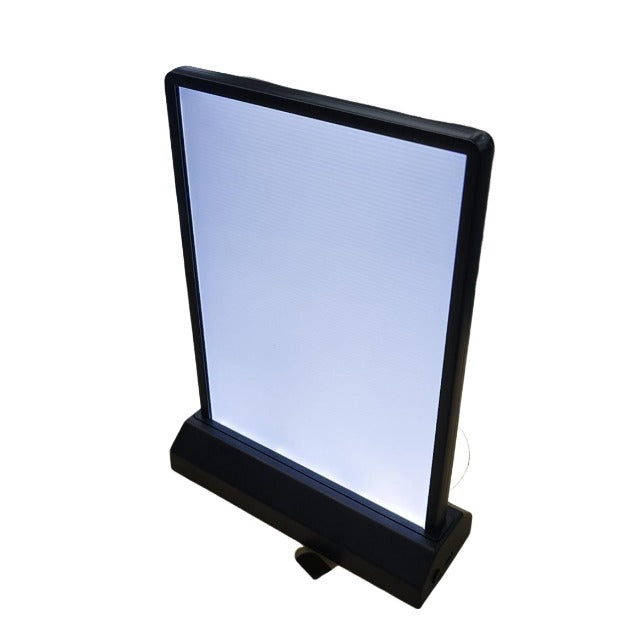 Exhibición de escritorio con caja de luz publicitaria A5