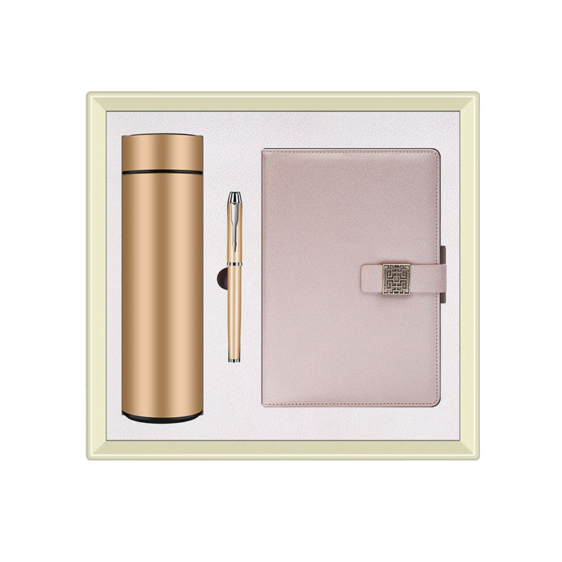Business Gift Set - Insulated Bottle, Notebook & Pen, Ideal For Corporate Events