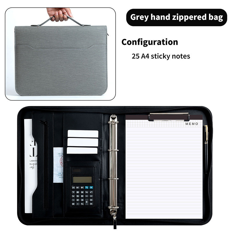 A4 Folder Pu Leather Zipper Bag