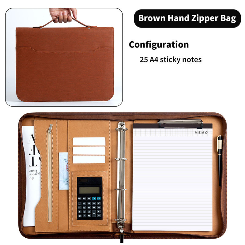 A4 Folder Pu Leather Zipper Bag