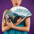 8 Inch Foldable Hand Fan Fabric Cloth Double Face Printed - Delite Promotional Products