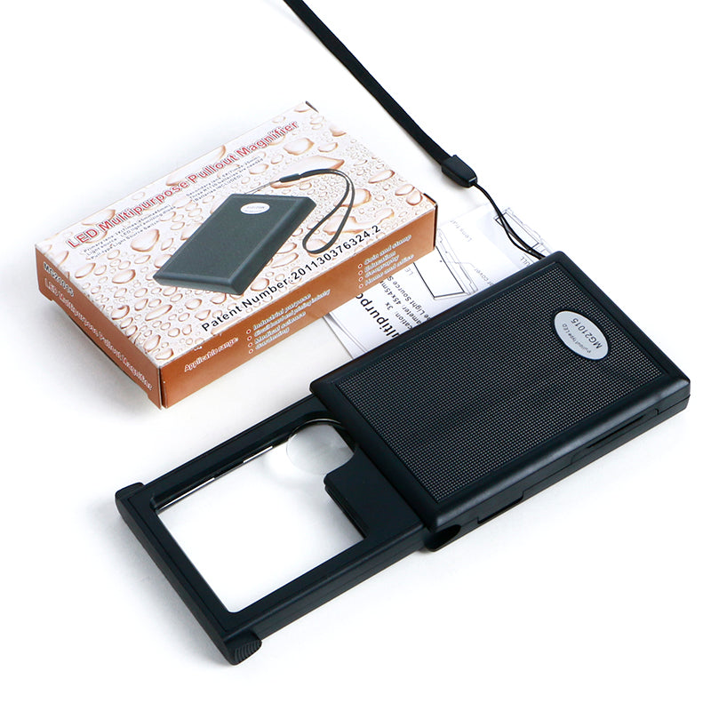 Pull Out Portable Magnifying Glass With Led