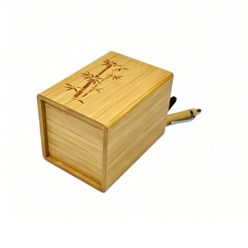 Square Bamboo Pen Holder