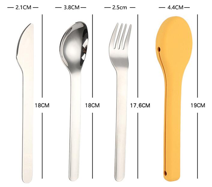 3pcs Outdoor Cutlery Set With Silicone Pouch