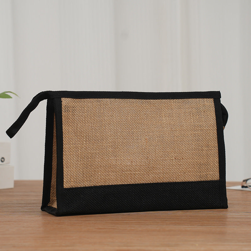 Burlap Jute Cosmetic Tote Bag