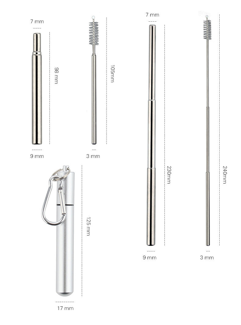 Collapsible Stainless Steel Drinking Straws With Aluminum Case