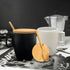 Tasse en céramique avec couvercle en bambou et cuillère