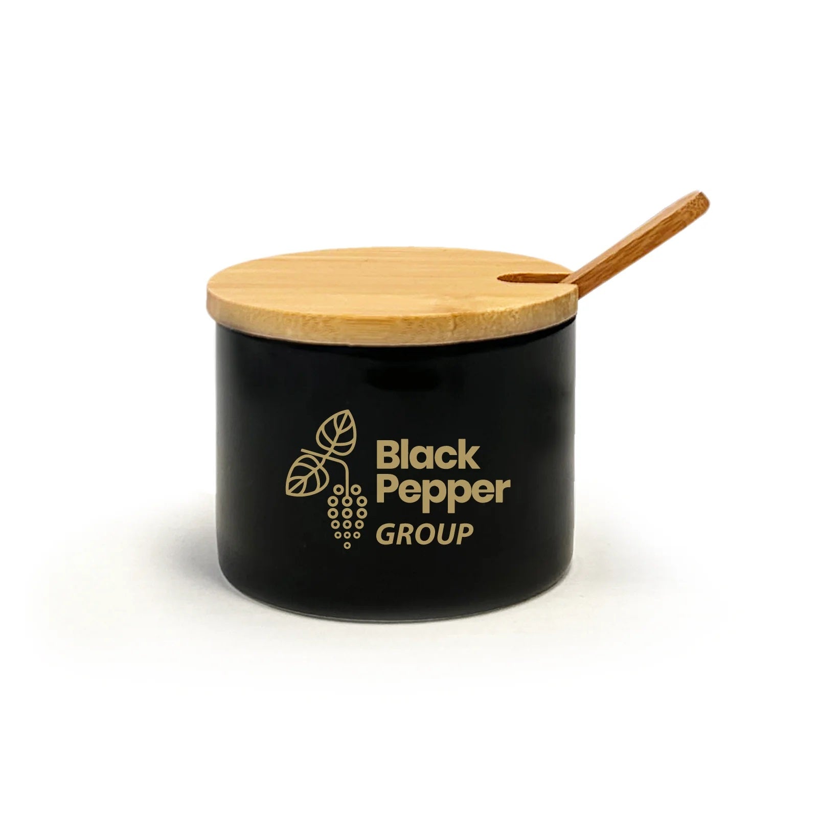 Ceramic Jar With Bamboo Lid And Spoon