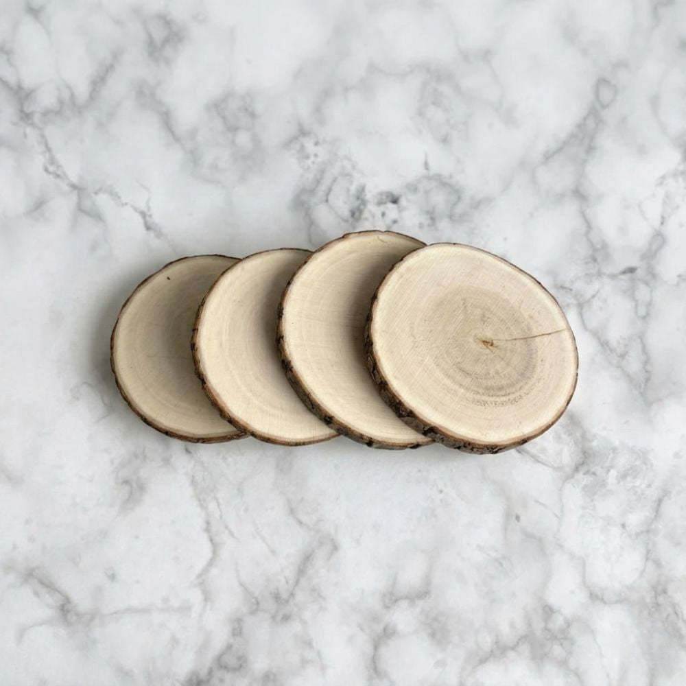 Natural Wooden Coaster Set (set Of 4)