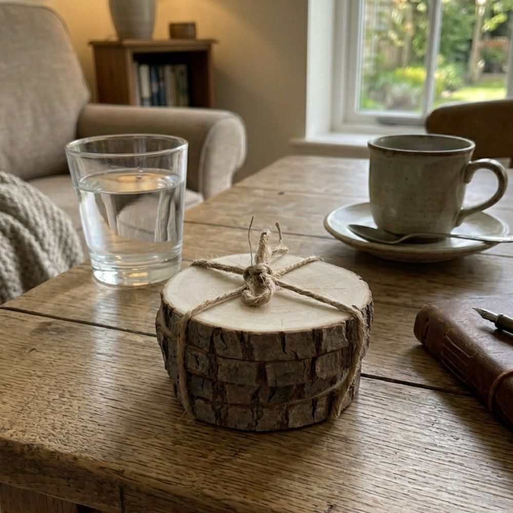 Natural Wooden Coaster Set (set Of 4)