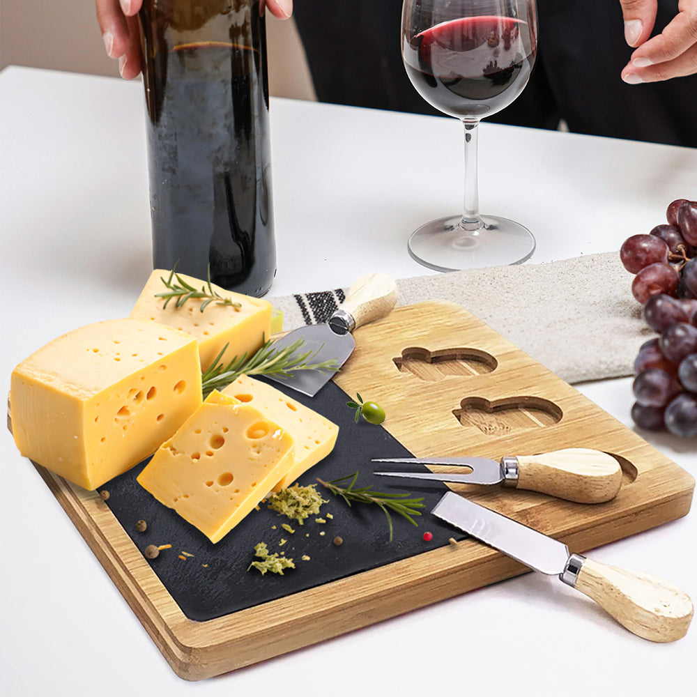 Bamboo/slate Cheese Board And Tool Set
