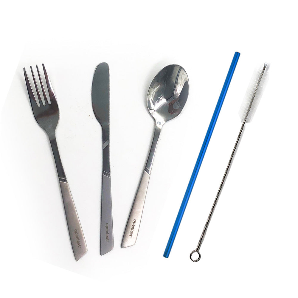 Stainless Steel Cutlery With Straw Set