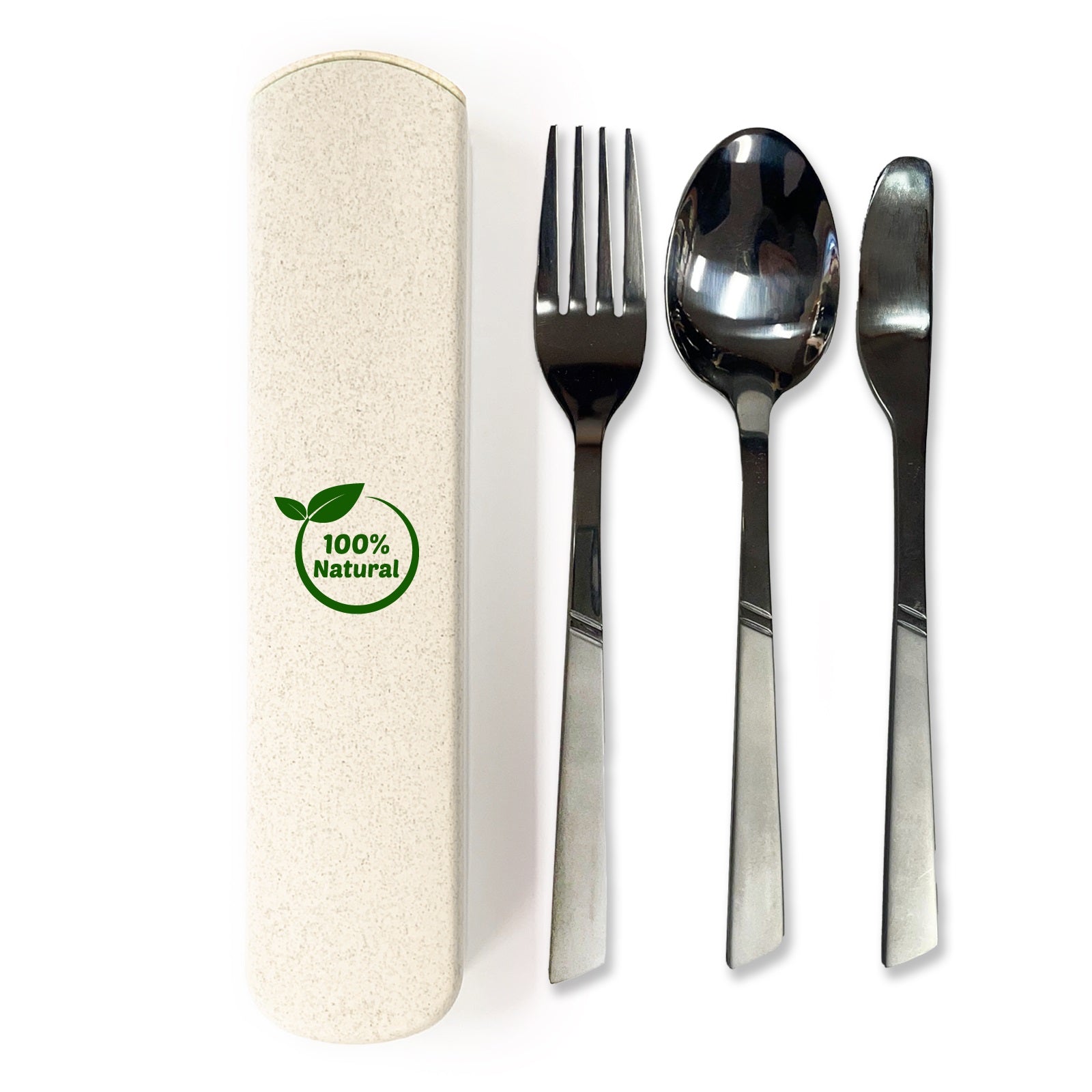 Stainless Steel Utensil With Wheat Straw Case