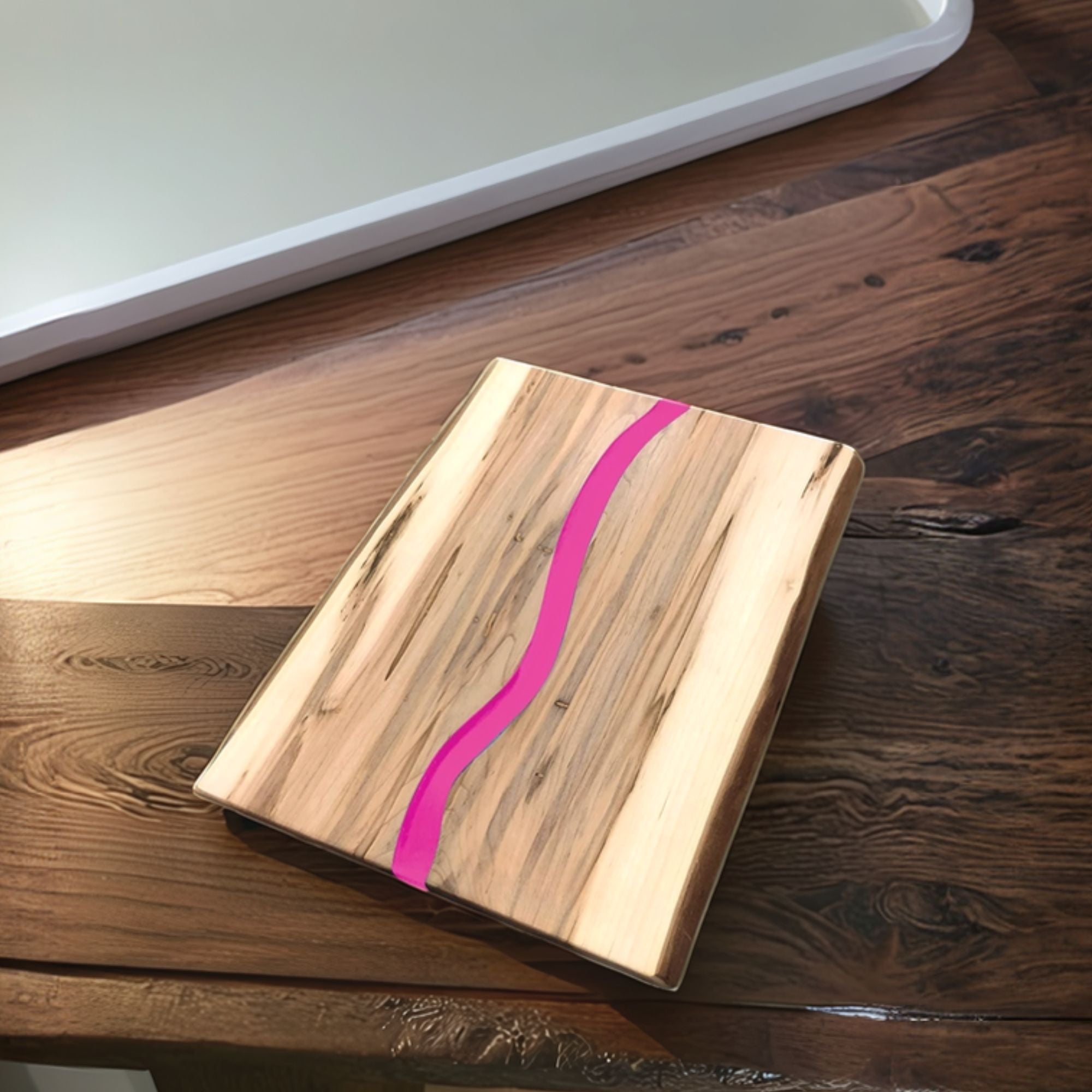 Live Edge Ambrosia Maple Board Pink Resin 12-inch