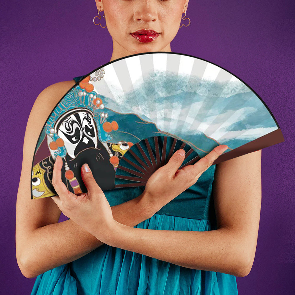 8 Inch Foldable Hand Fan Fabric Cloth Double Face Printed