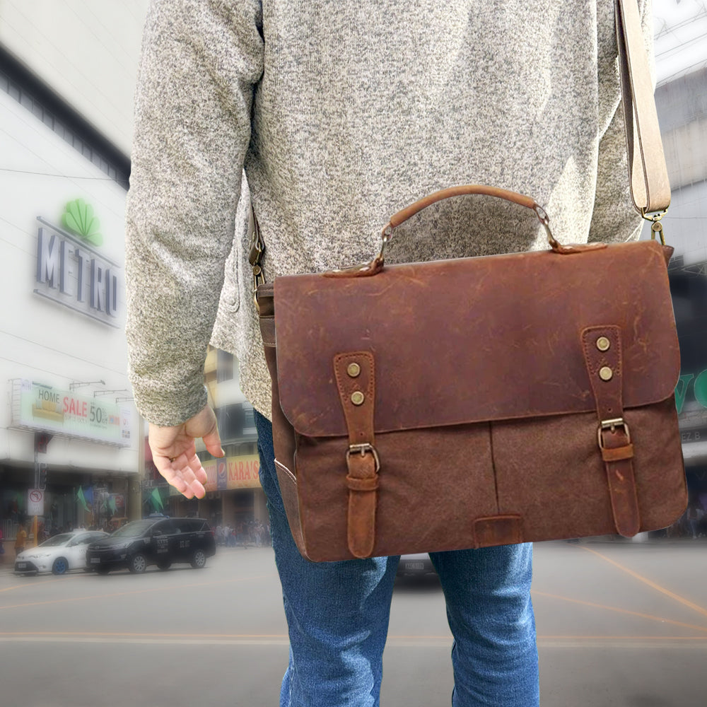 Vintage Canvas & Leather Messenger Bag