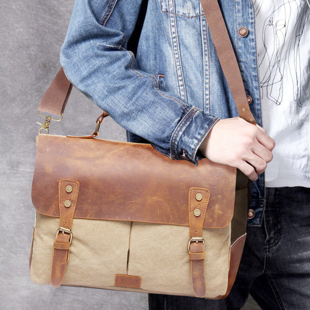 Vintage Canvas & Leather Messenger Bag