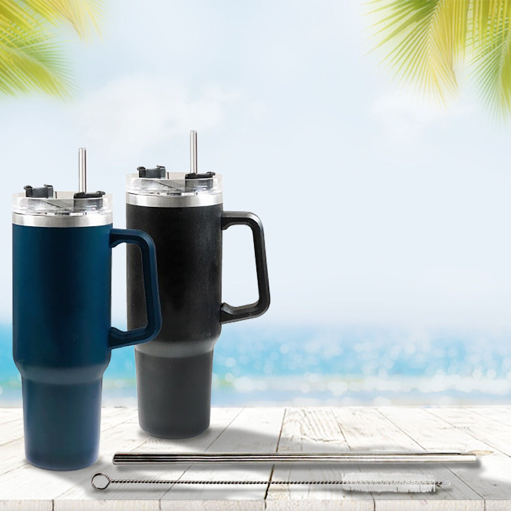 Ensemble de gobelets en acier inoxydable de 40 oz avec paille