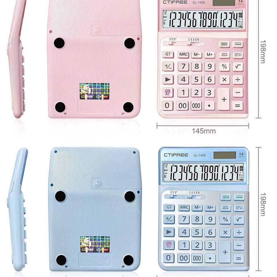 Anti Slip 14 - digit Display Desktop Calculator Solar Battery Dual Power - Delite Promotional Products