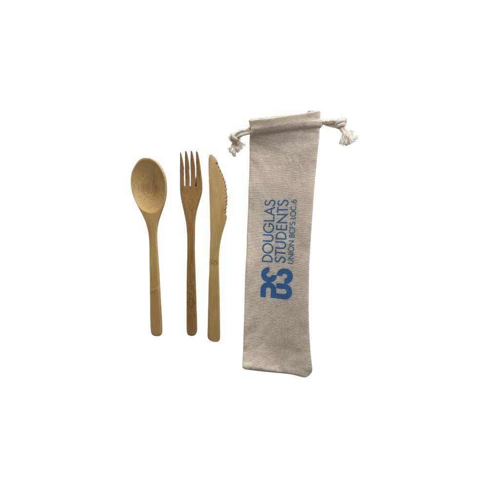 Bamboo Utensil Set With Cotton Pouch - Delite Promotional Products