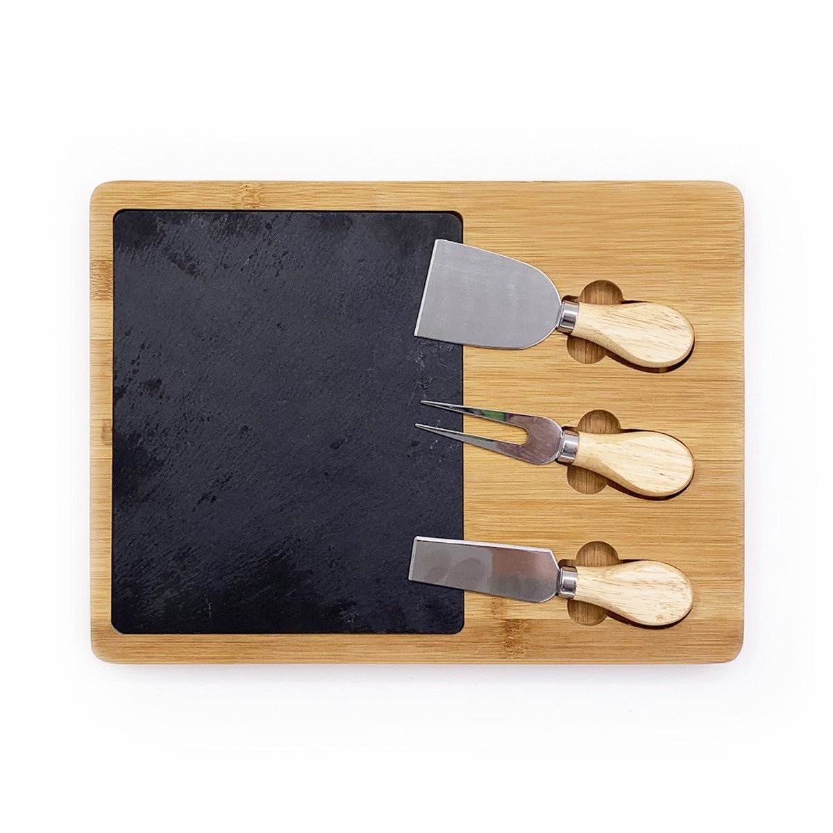 Bamboo/slate Cheese Board And Tool Set - Delite Promotional Products