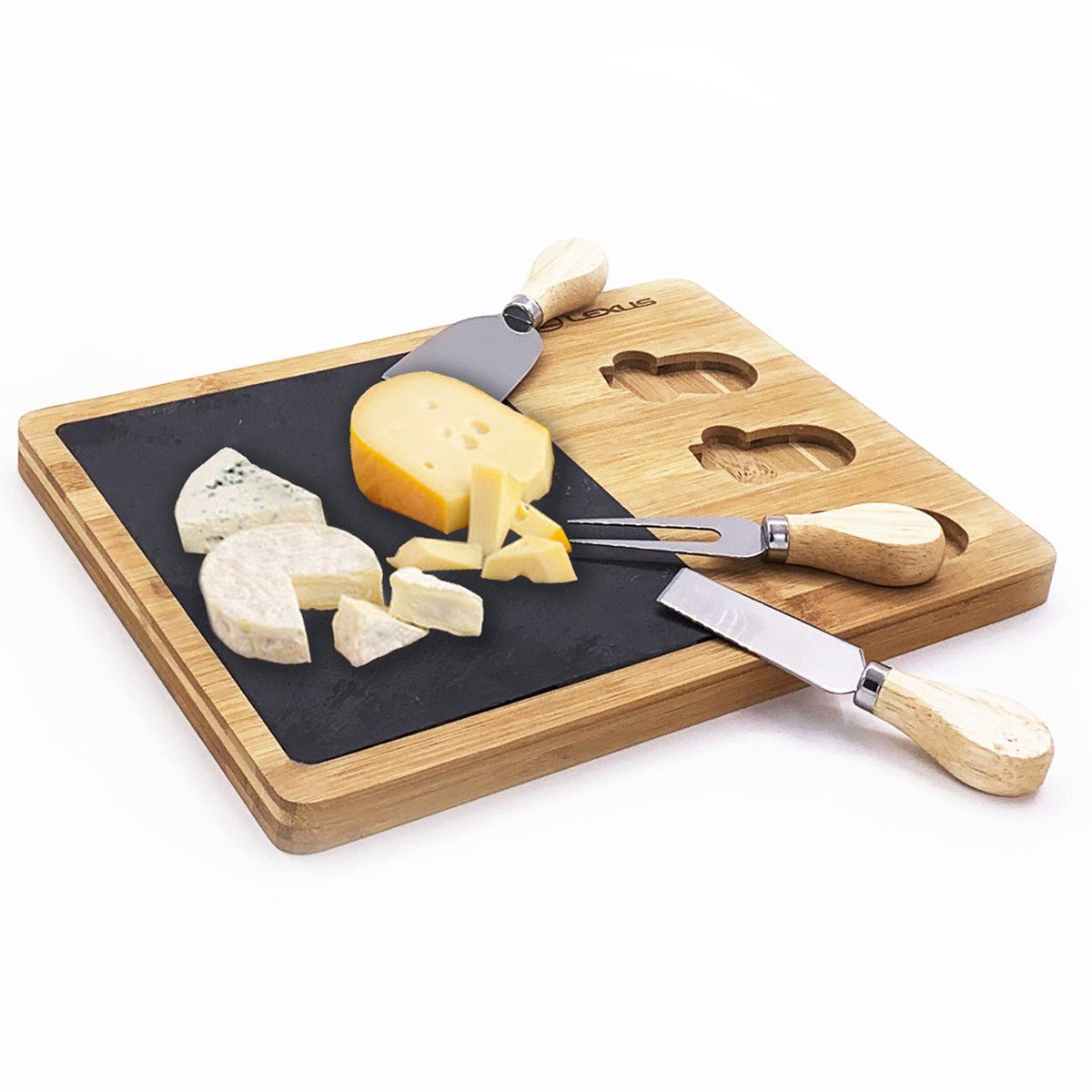 Bamboo/slate Cheese Board And Tool Set - Delite Promotional Products