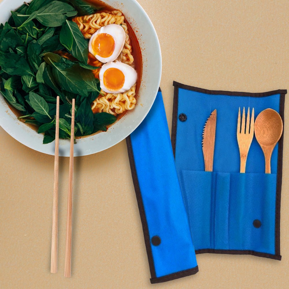 Blue Bamboo Utensil Set - Delite Promotional Products