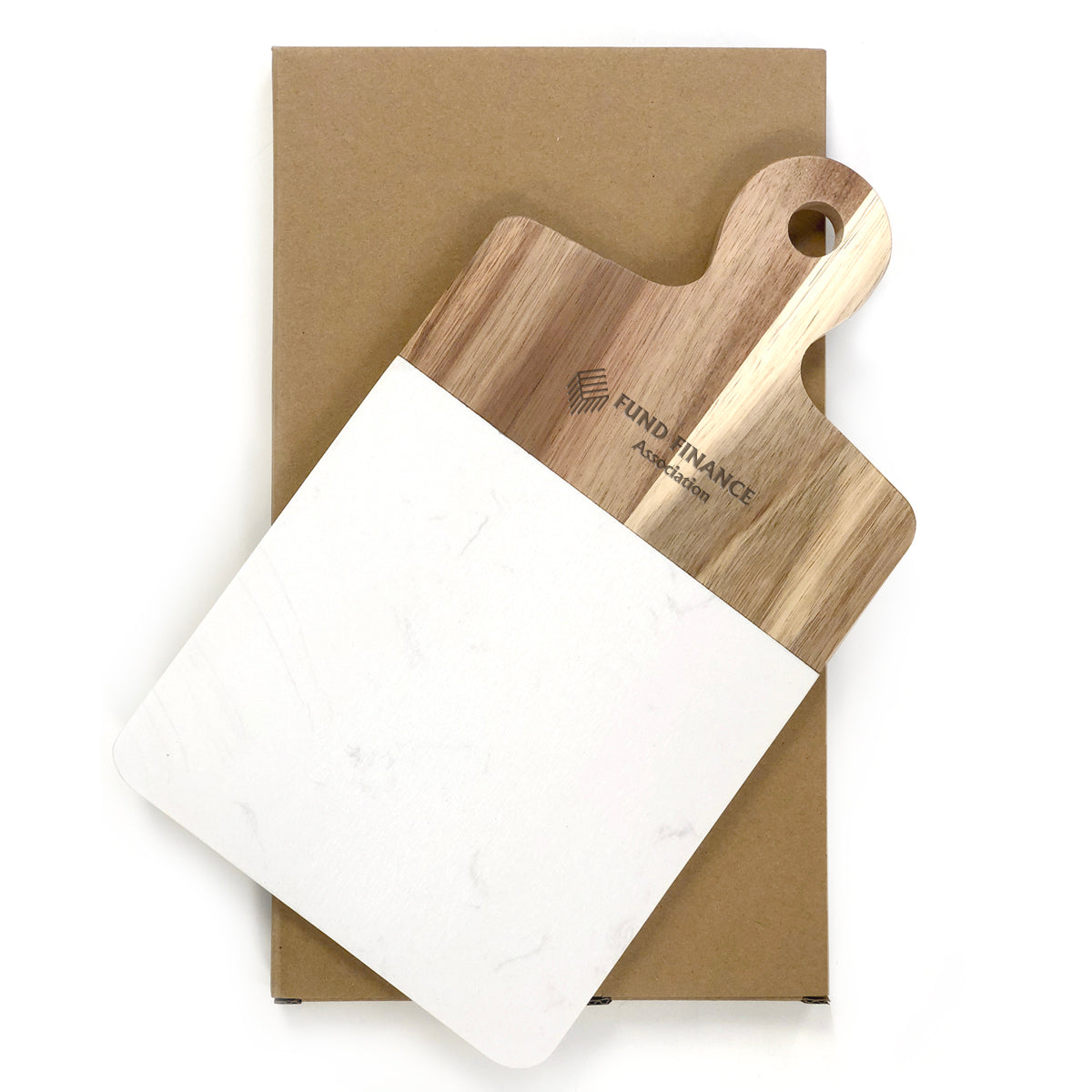Marble Wood Serving Tray With Handle