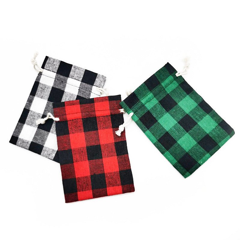 Checked Christmas Tree Candy Decor Pouch - Delite Promotional Products