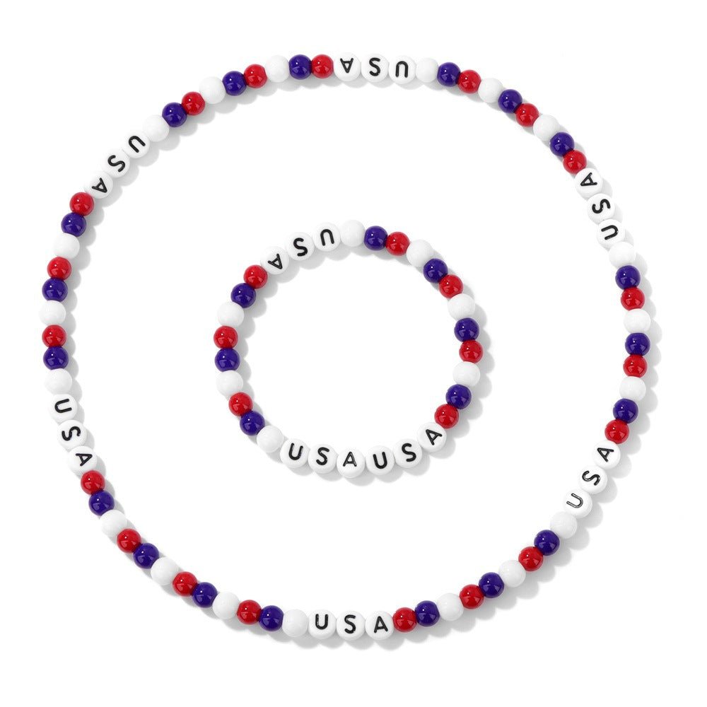 Classic Beaded Necklace Bracelet Set With Required Capital Letter - Delite Promotional Products