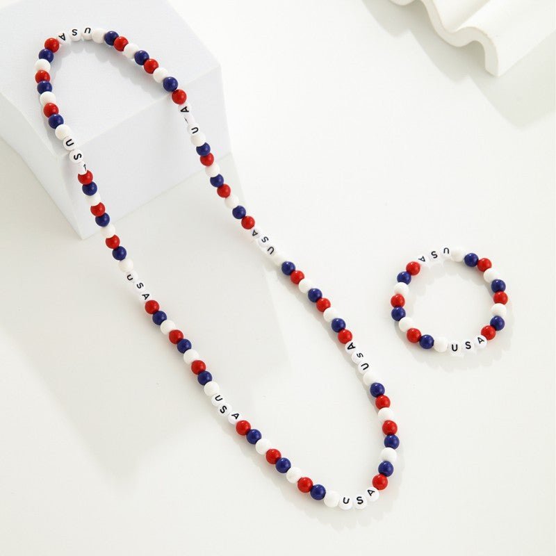 Classic Beaded Necklace Bracelet Set With Required Capital Letter - Delite Promotional Products