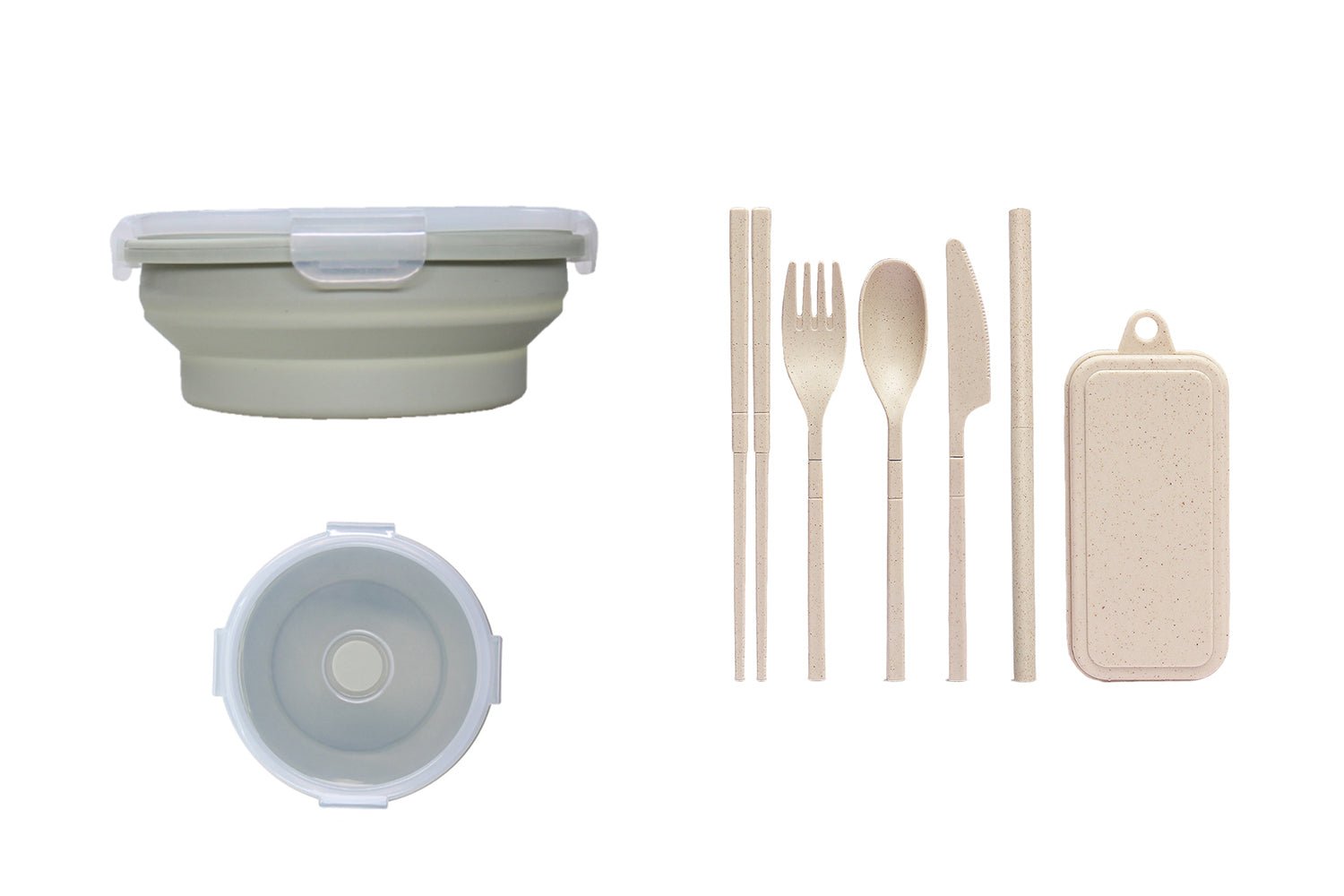 Collapsible Bowl With Utensils Set - Delite Promotional Products