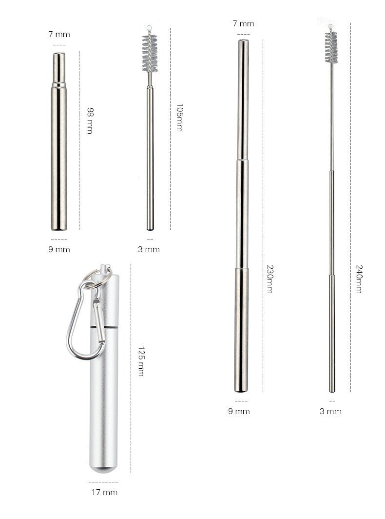 Collapsible Stainless Steel Drinking Straws With Aluminum Case - Delite Promotional Products