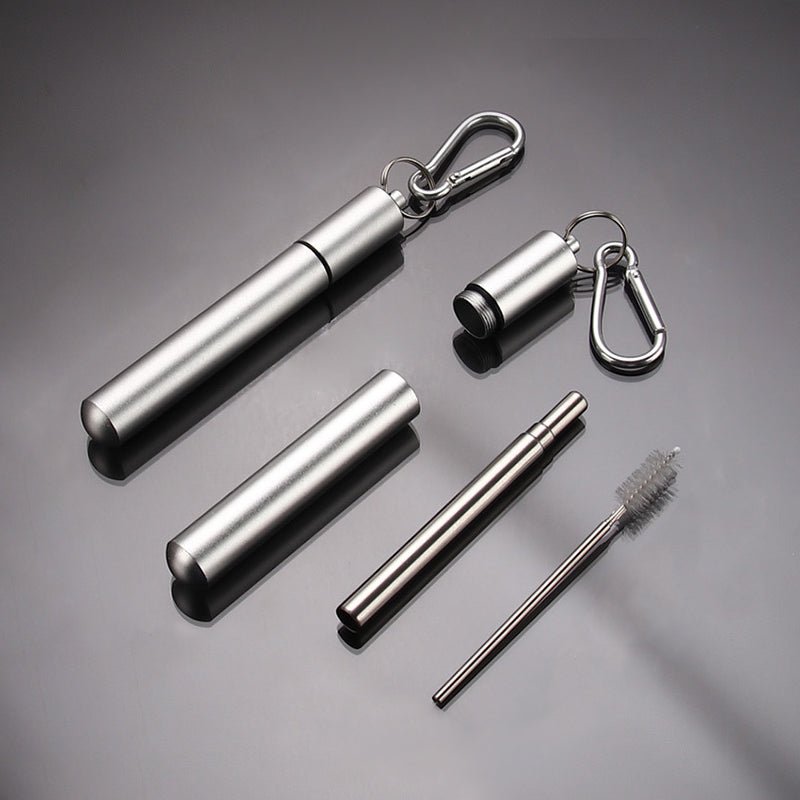 Collapsible Stainless Steel Drinking Straws With Aluminum Case - Delite Promotional Products