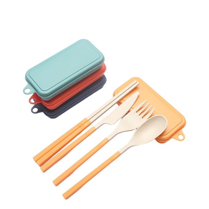 Collapsible Utensils Of Chopsticks Spoon Fork Knife Set In Portable Case - Delite Promotional Products