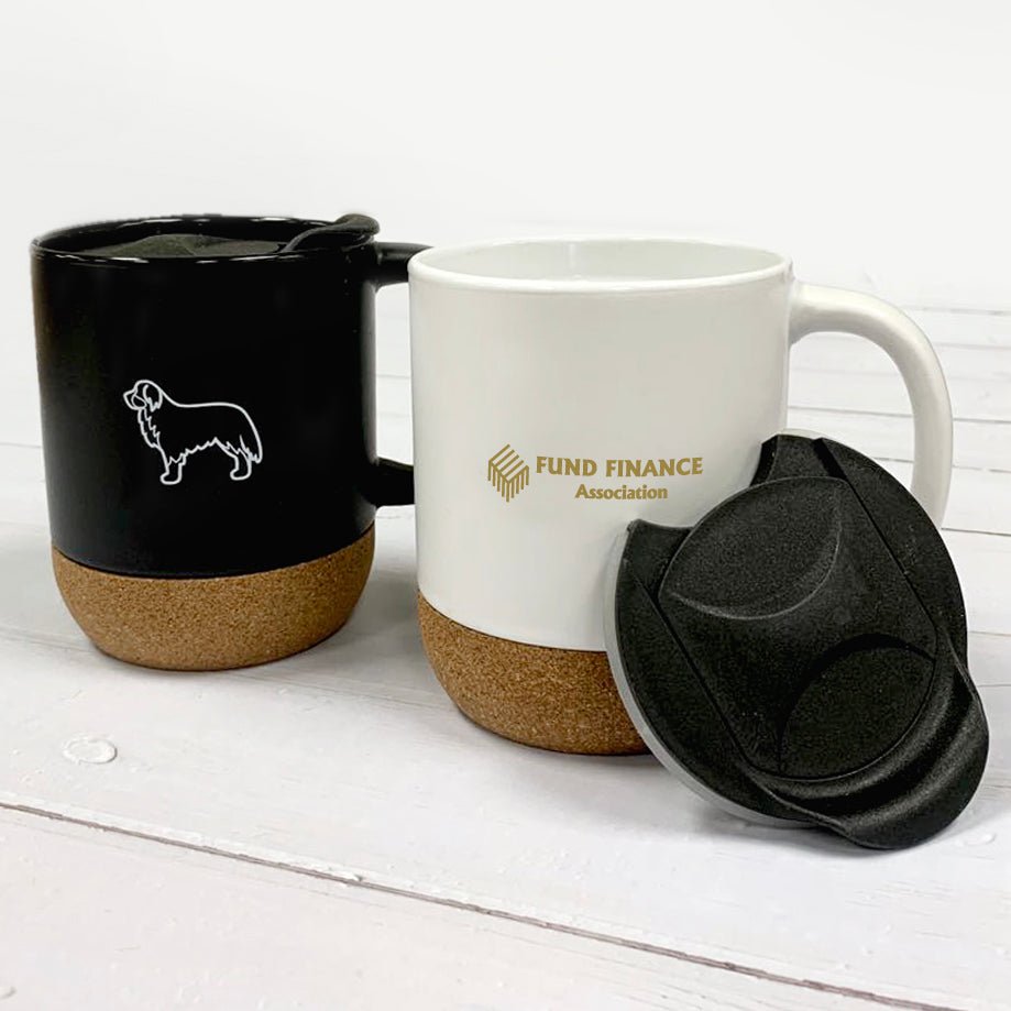 Cork Bottom Ceramic Mug With Lid - Delite Promotional Products