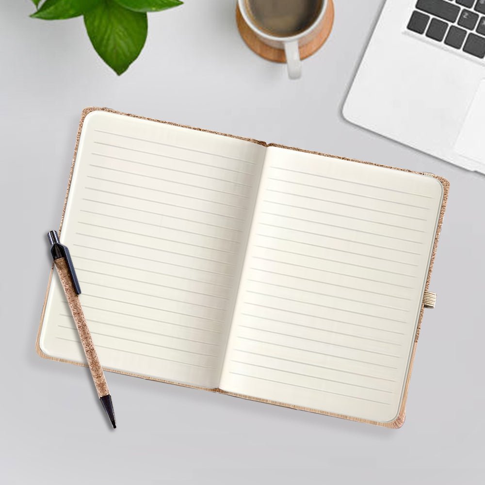 Cork Notebook With Pu Bamboo Structure And Cork Pen 80 Sheets - Delite Promotional Products