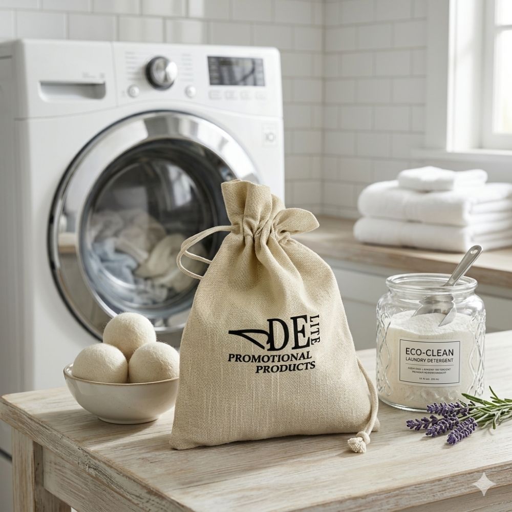 Cotton Drawstring Bag With 1 Wool Dryer Ball - Delite Promotional Products