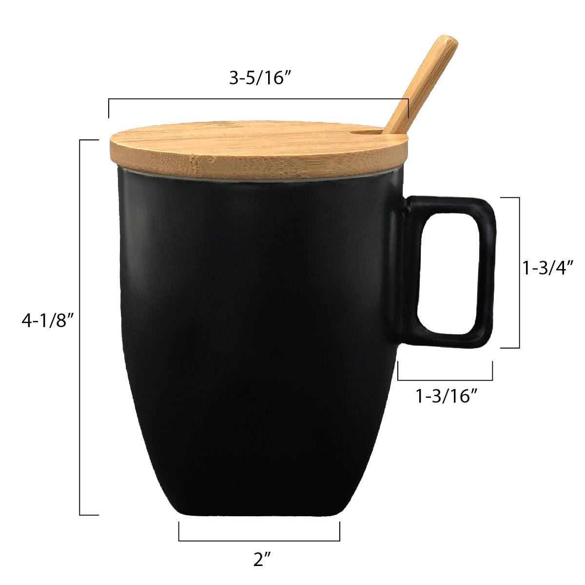 Tasse en céramique avec couvercle en bambou et cuillère