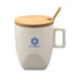 Tasse en céramique avec couvercle en bambou et cuillère