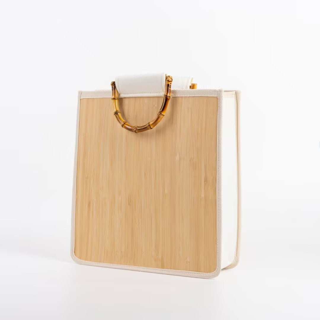 Eco - friendly Natural Fiber Tote Handbag With Bamboo Handle - Delite Promotional Products