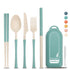 Eco Friendly Wheat Straw Collapsible Utensils With Spoon Brush Chopsticks Set In Storage Box - Delite Promotional Products